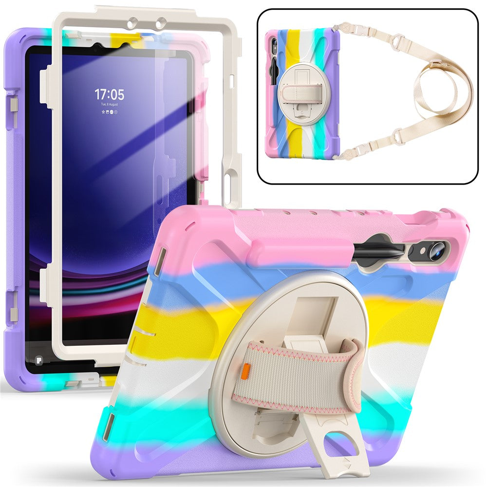 Til Samsung Galaxy Tab S10 Lite / S10 FE / S9 FE / S9 X710 / S8 X700 / S7 T870 PC+Silikone Tablet Cover Stander med Stropper
