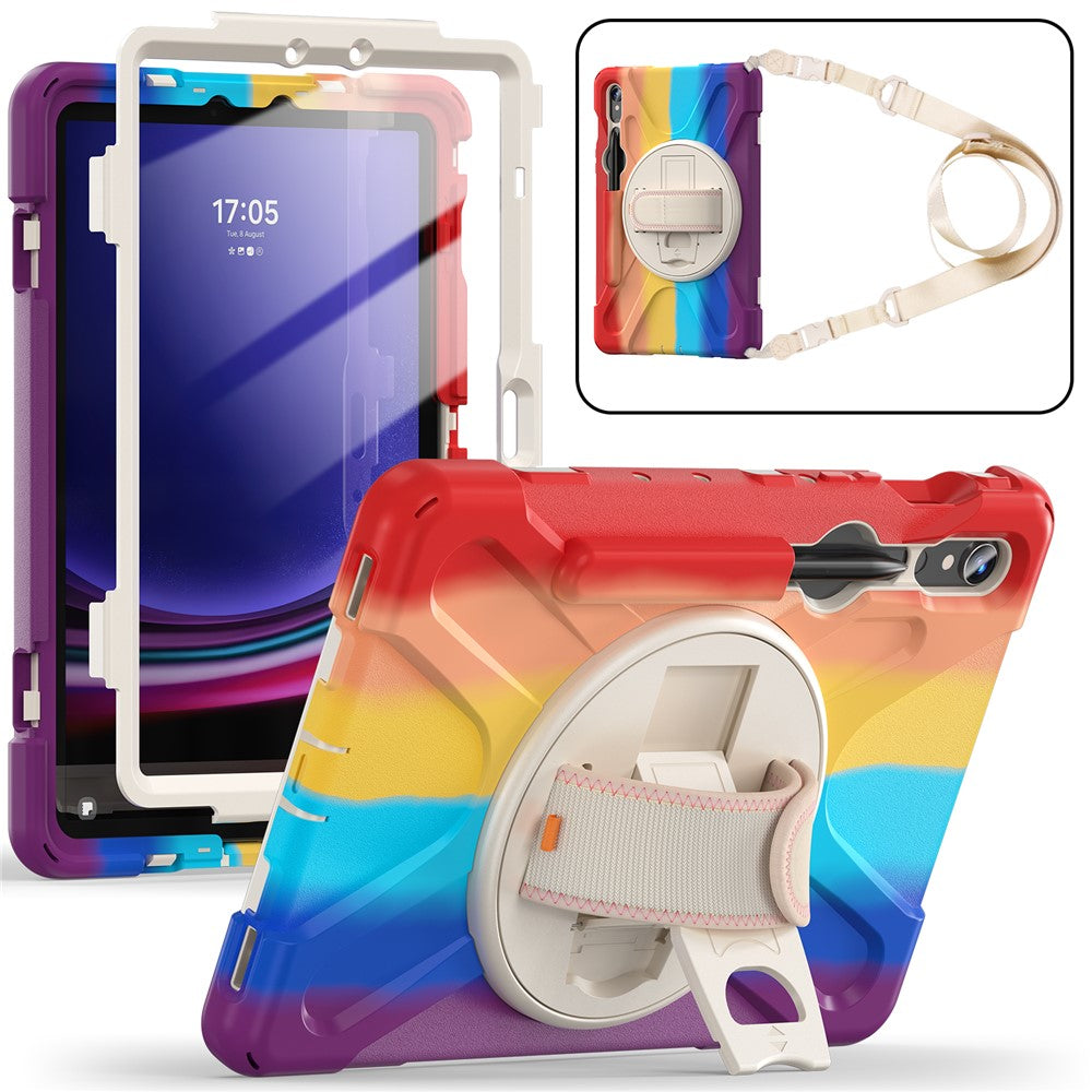 Til Samsung Galaxy Tab S10 Lite / S10 FE / S9 FE / S9 X710 / S8 X700 / S7 T870 PC+Silikone Tablet Cover Stander med Stropper