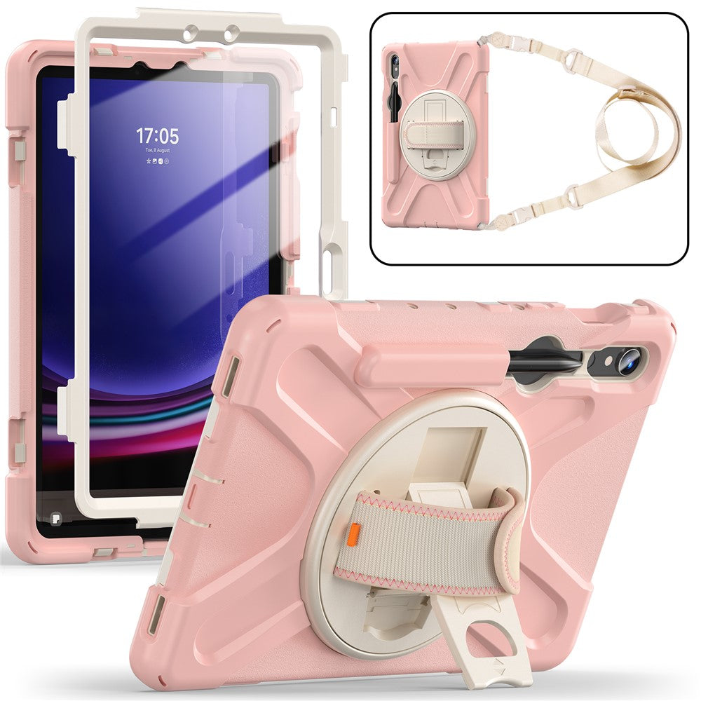 Til Samsung Galaxy Tab S10 Lite / S10 FE / S9 FE / S9 X710 / S8 X700 / S7 T870 PC+Silikone Tablet Cover Stander med Stropper