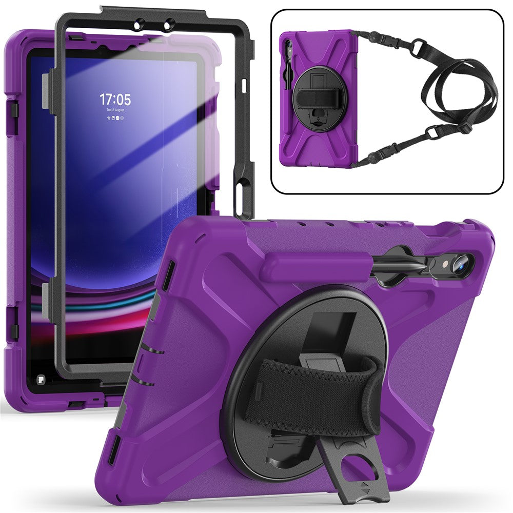 Til Samsung Galaxy Tab S10 Lite / S10 FE / S9 FE / S9 X710 / S8 X700 / S7 T870 PC+Silikone Tablet Cover Stander med Stropper