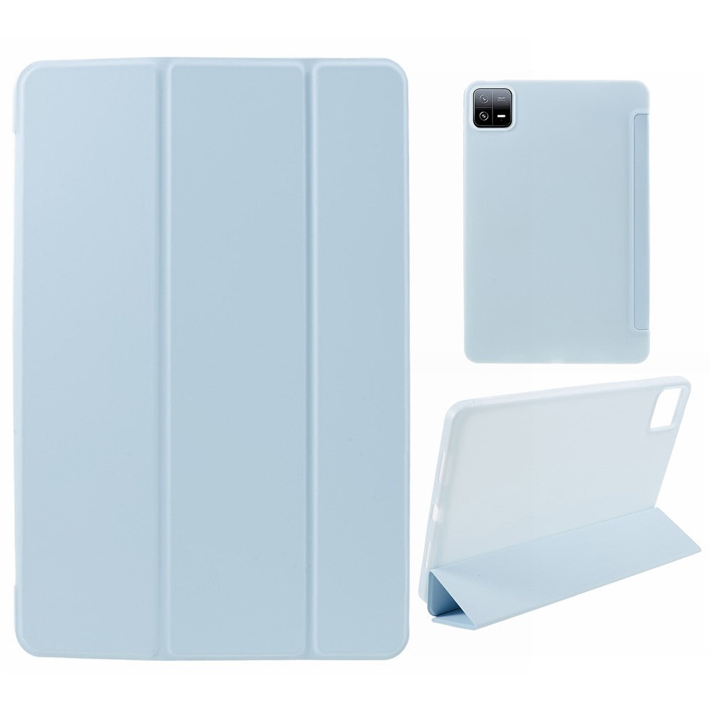 For Xiaomi Pad 6 / 6 Pro Tri-Fold Stand Protective Cover PU Leather + Matte TPU Tablet Case