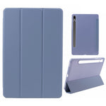 Til Samsung Galaxy Tab S9 PU+Matte TPU Tablet Cover Anti-Fald Beskyttelsescover med Tre-Fold Stand