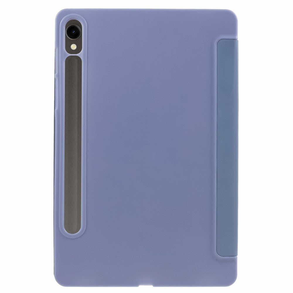 Til Samsung Galaxy Tab S9 PU+Matte TPU Tablet Cover Anti-Fald Beskyttelsescover med Tre-Fold Stand