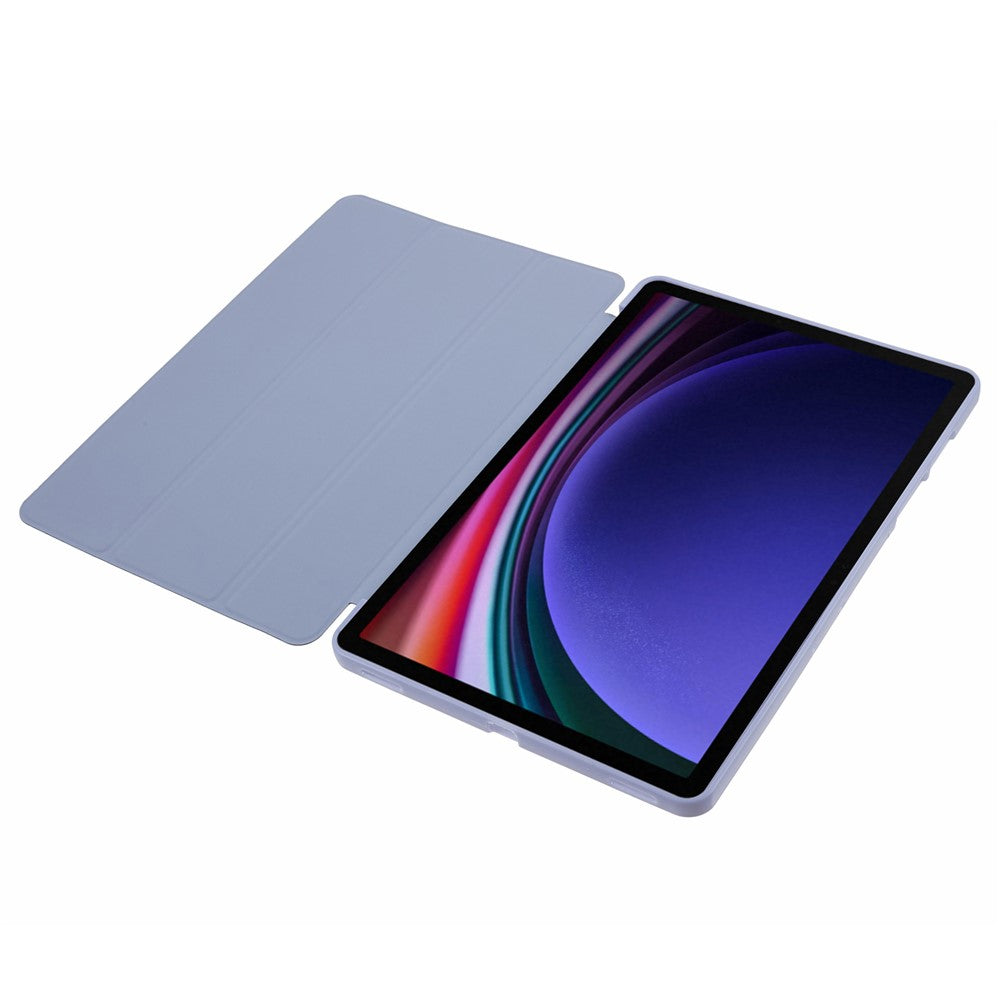 Til Samsung Galaxy Tab S9 PU+Matte TPU Tablet Cover Anti-Fald Beskyttelsescover med Tre-Fold Stand