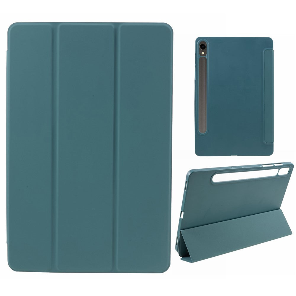 Til Samsung Galaxy Tab S9 PU+Matte TPU Tablet Cover Anti-Fald Beskyttelsescover med Tre-Fold Stand