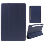 Til Samsung Galaxy Tab S9 PU+Matte TPU Tablet Cover Anti-Fald Beskyttelsescover med Tre-Fold Stand