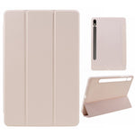 Til Samsung Galaxy Tab S9 PU+Matte TPU Tablet Cover Anti-Fald Beskyttelsescover med Tre-Fold Stand
