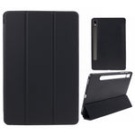 Til Samsung Galaxy Tab S9 PU+Matte TPU Tablet Cover Anti-Fald Beskyttelsescover med Tre-Fold Stand