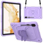 Anti-scratch Silicone + PC Tablet Case for Samsung Galaxy Tab S9 Butterfly Shape Kickstand Cover with Shoulder Strap
