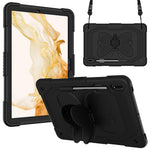 Anti-scratch Silicone + PC Tablet Case for Samsung Galaxy Tab S9 Butterfly Shape Kickstand Cover with Shoulder Strap