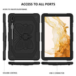 Anti-scratch Silicone + PC Tablet Case for Samsung Galaxy Tab S9 Butterfly Shape Kickstand Cover with Shoulder Strap