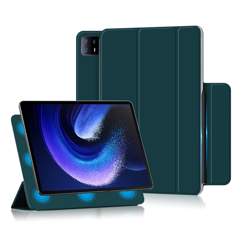 For Xiaomi Pad 6 Max 14 Tri-fold Stand PU Leather Magnetic Absorption Tablet Case Auto Sleep  /  Wake Cover