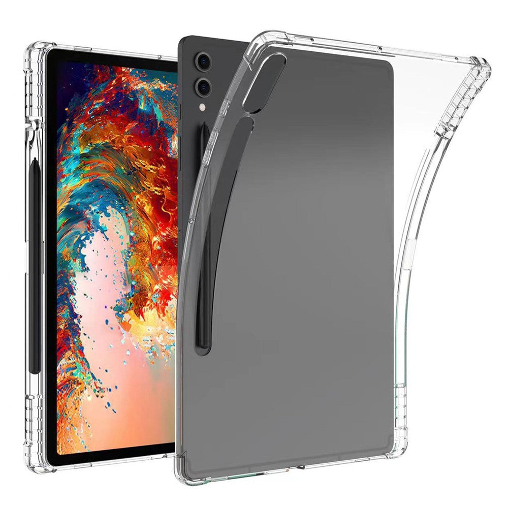 Til Samsung Galaxy Tab S9 Ultra Gennemsigtigt Cover TPU Tablet Etui Forstærkede Hjørner Skal med Penneholder