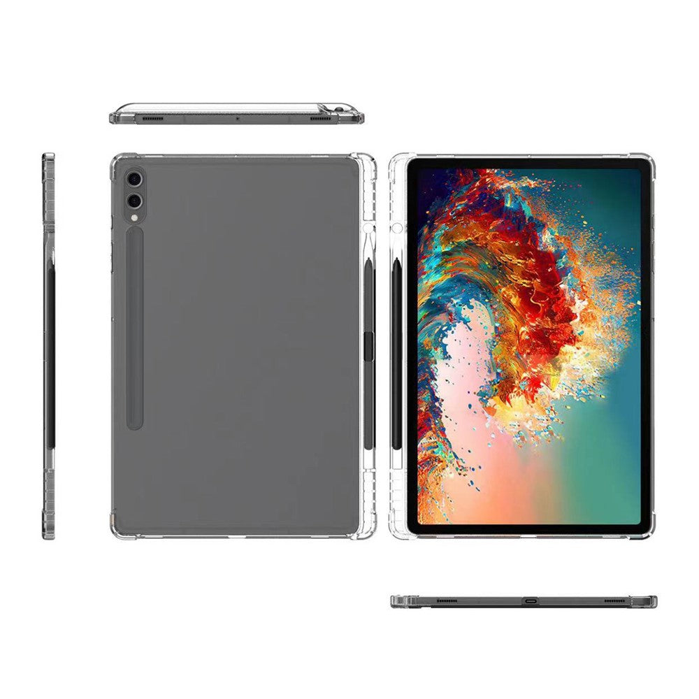Til Samsung Galaxy Tab S9 Ultra Gennemsigtigt Cover TPU Tablet Etui Forstærkede Hjørner Skal med Penneholder