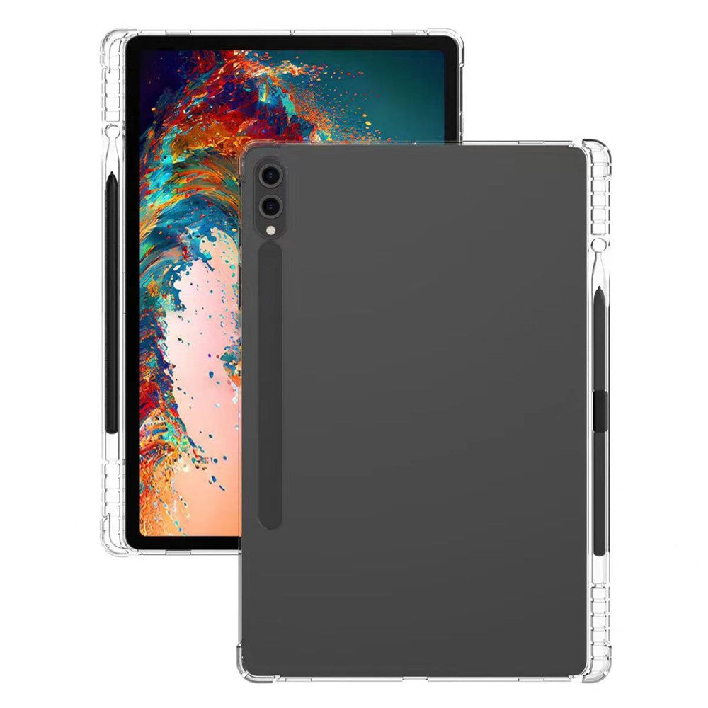 For Samsung Galaxy Tab S9+ TPU Tablet Case Reinforced Corners Transparent Protection Cover with Pen Slot