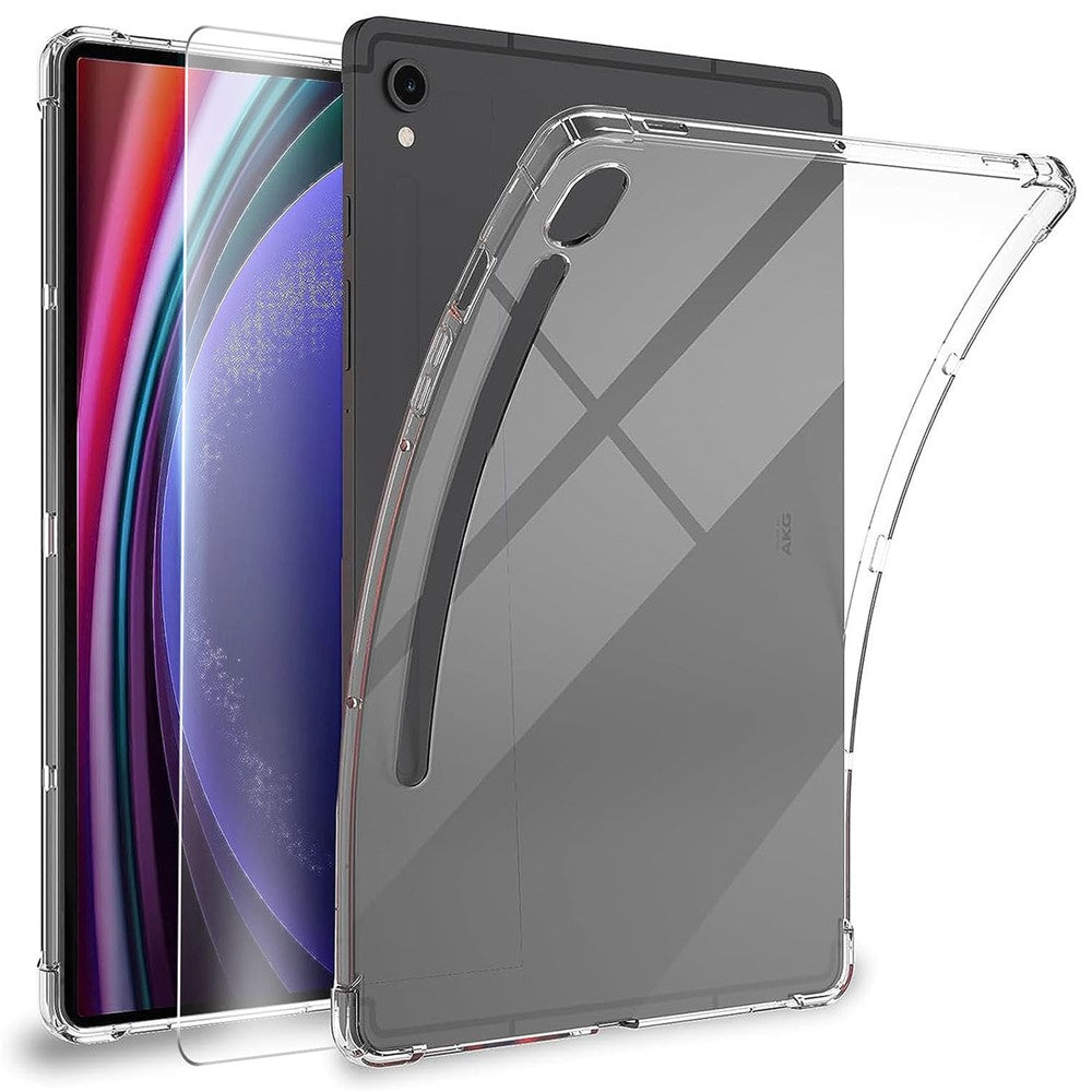 Til Samsung Galaxy Tab S9 TPU-tabletcover Klar tabletbeskytter med 2.5D hærdet glas skærmbeskytter