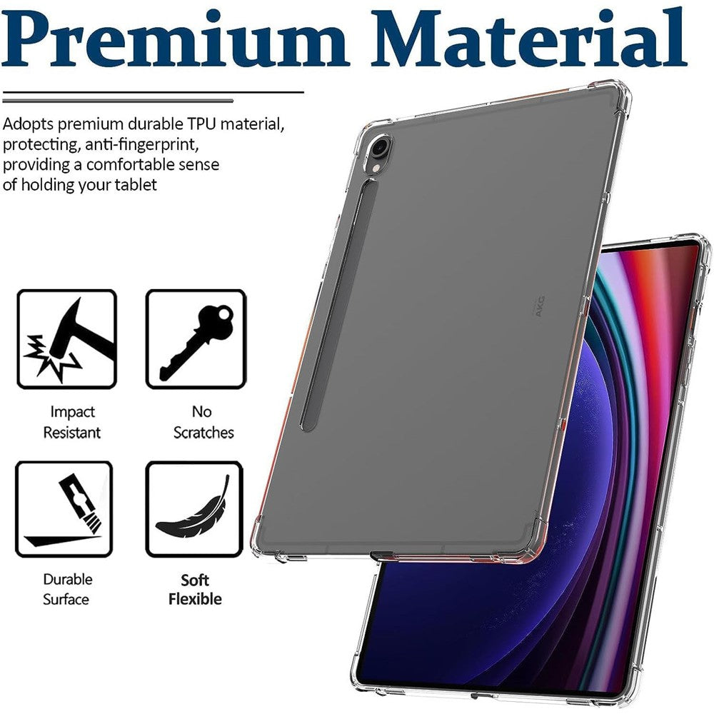 Til Samsung Galaxy Tab S9 TPU-tabletcover Klar tabletbeskytter med 2.5D hærdet glas skærmbeskytter