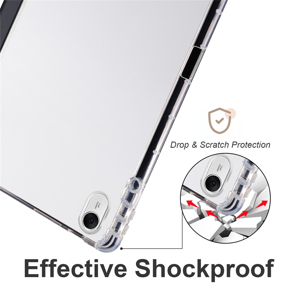 For Huawei MatePad 11.5 Smart Trifold Stand Case PU Leather Transparent TPU Back Tablet Cover with Pencil Holder