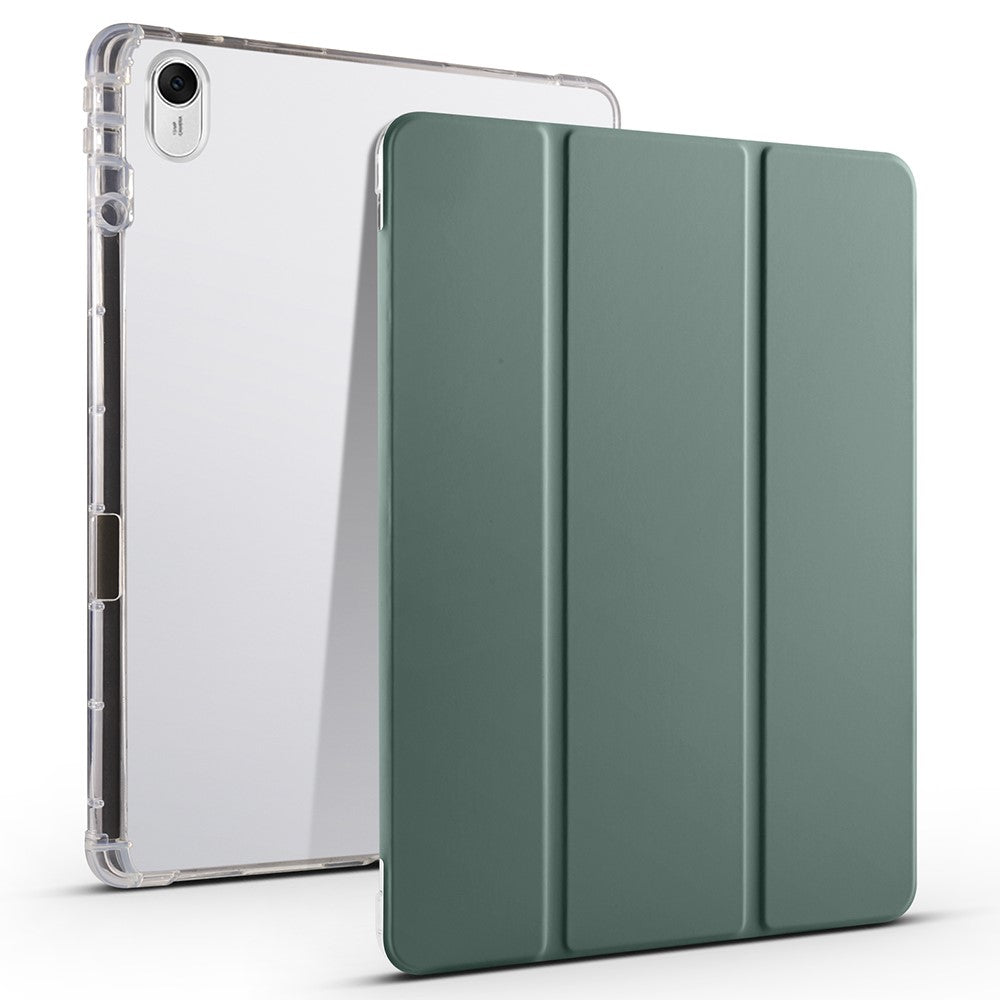 For Huawei MatePad 11.5 Smart Trifold Stand Case PU Leather Transparent TPU Back Tablet Cover with Pencil Holder