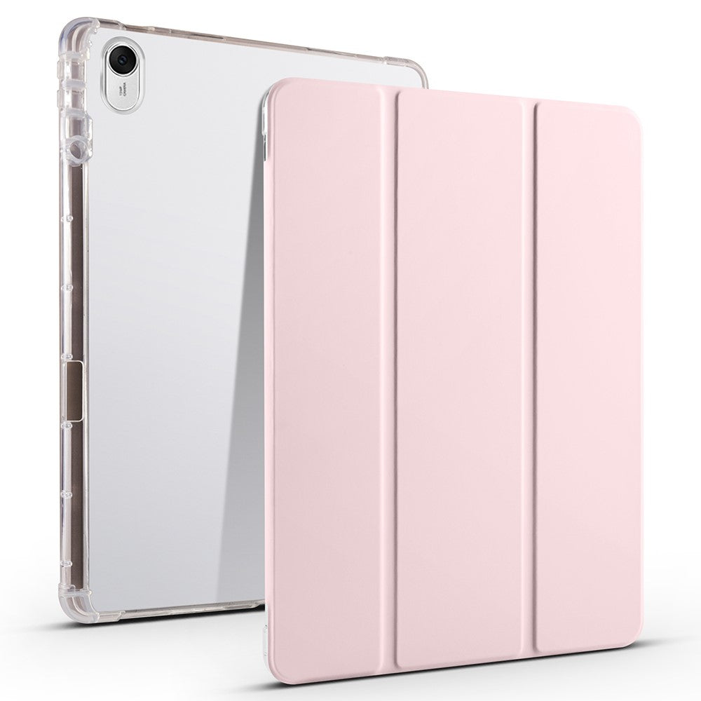 For Huawei MatePad 11.5 Smart Trifold Stand Case PU Leather Transparent TPU Back Tablet Cover with Pencil Holder