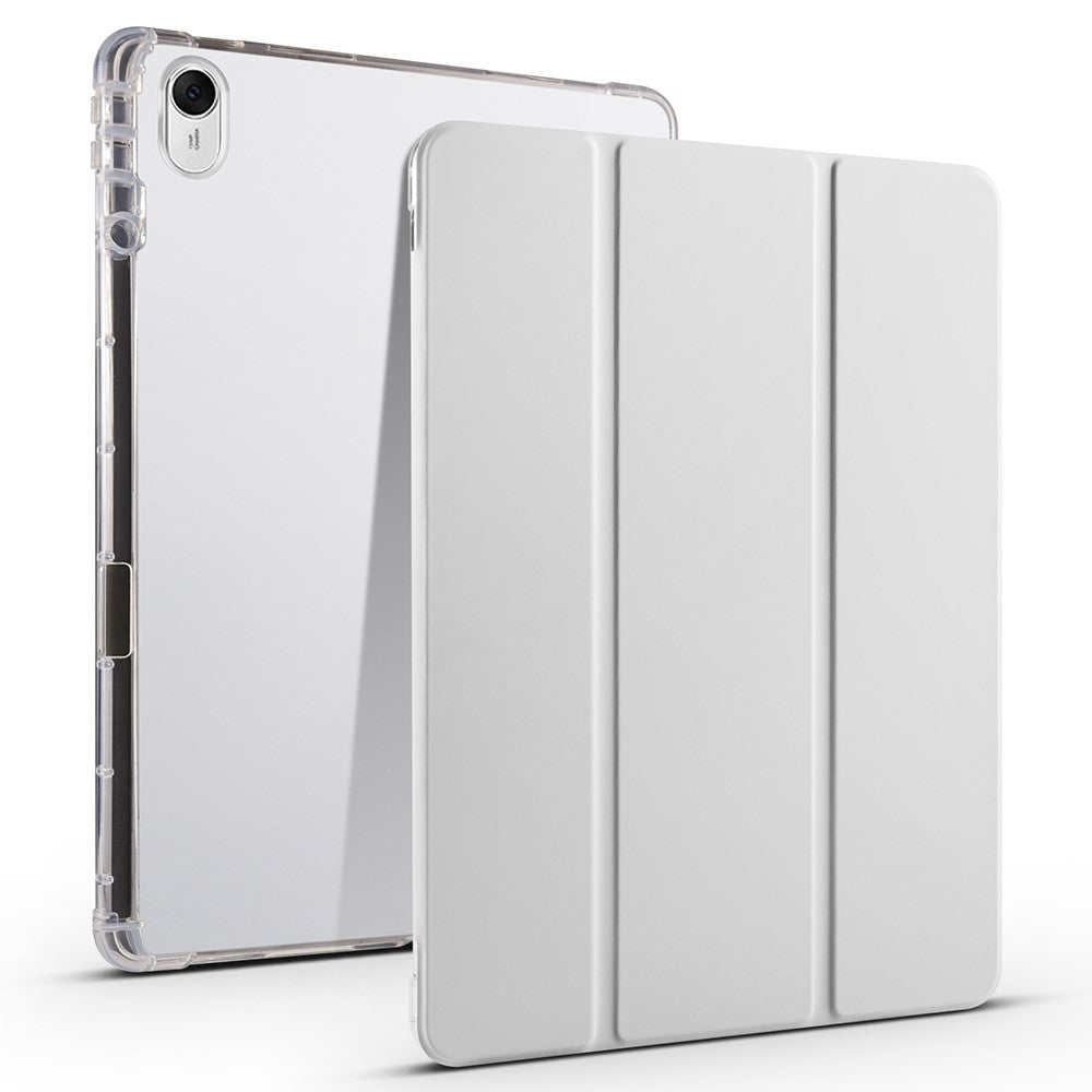 For Huawei MatePad 11.5 Smart Trifold Stand Case PU Leather Transparent TPU Back Tablet Cover with Pencil Holder