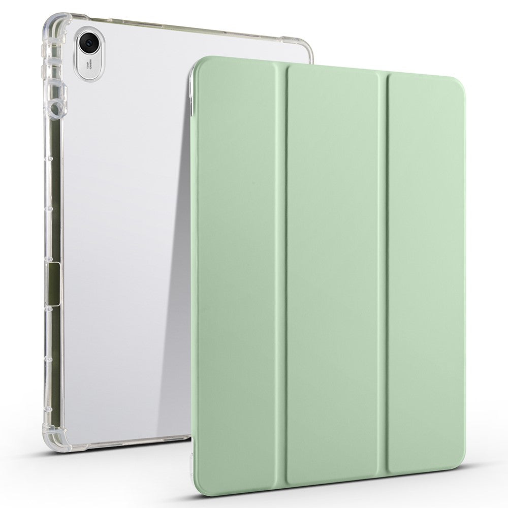 For Huawei MatePad 11.5 Smart Trifold Stand Case PU Leather Transparent TPU Back Tablet Cover with Pencil Holder