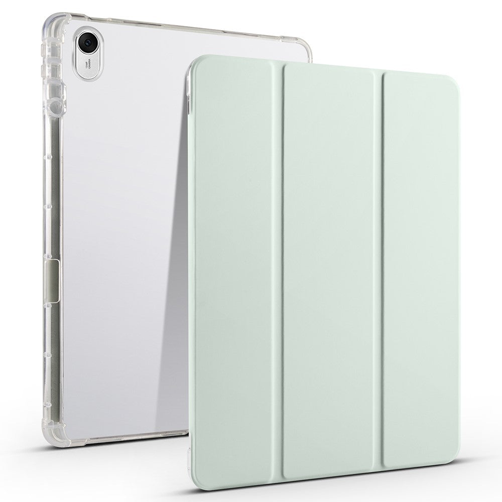 For Huawei MatePad 11.5 Smart Trifold Stand Case PU Leather Transparent TPU Back Tablet Cover with Pencil Holder