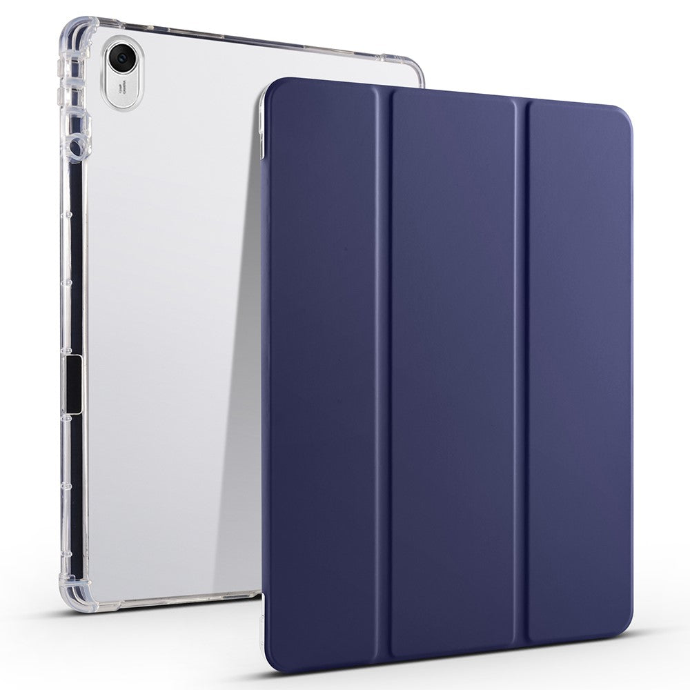 For Huawei MatePad 11.5 Smart Trifold Stand Case PU Leather Transparent TPU Back Tablet Cover with Pencil Holder