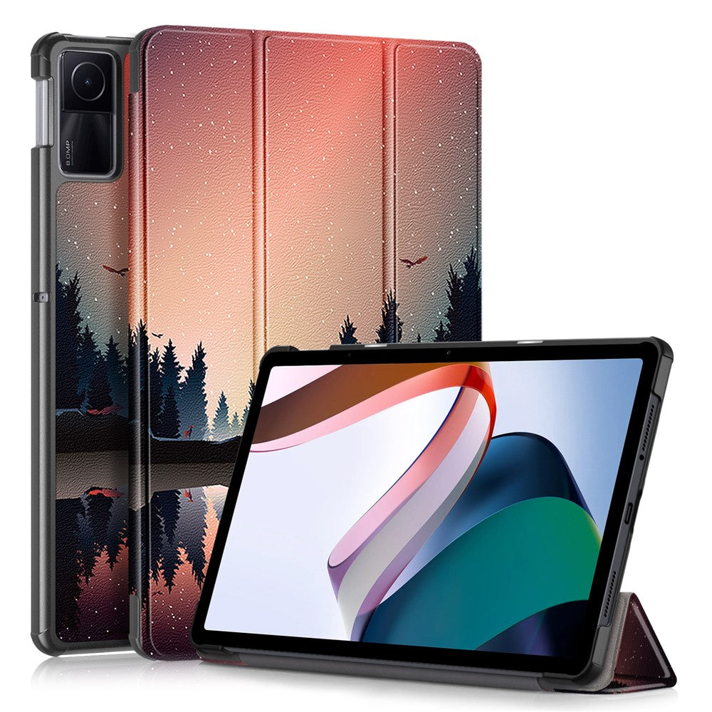 For Xiaomi Redmi Pad SE Tri-fold Stand Tablet Case Pattern Printing PU Leather Tablet Cover