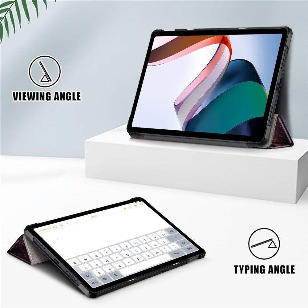 For Xiaomi Redmi Pad SE Tri-fold Stand Tablet Case Pattern Printing PU Leather Tablet Cover