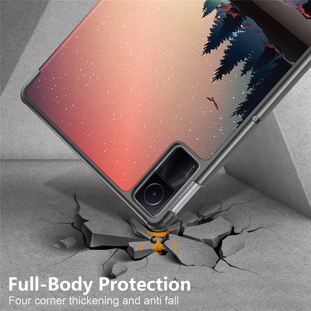 For Xiaomi Redmi Pad SE Tri-fold Stand Tablet Case Pattern Printing PU Leather Tablet Cover