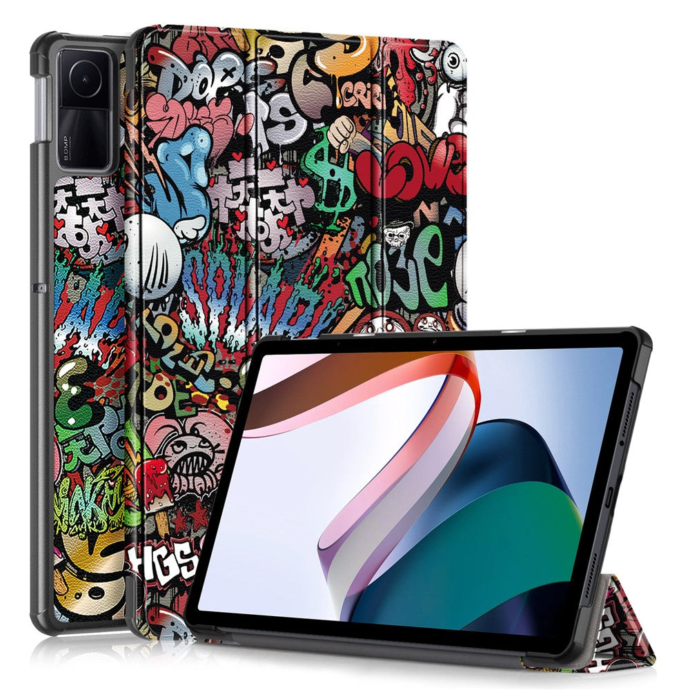 For Xiaomi Redmi Pad SE Tri-fold Stand Tablet Case Pattern Printing PU Leather Tablet Cover