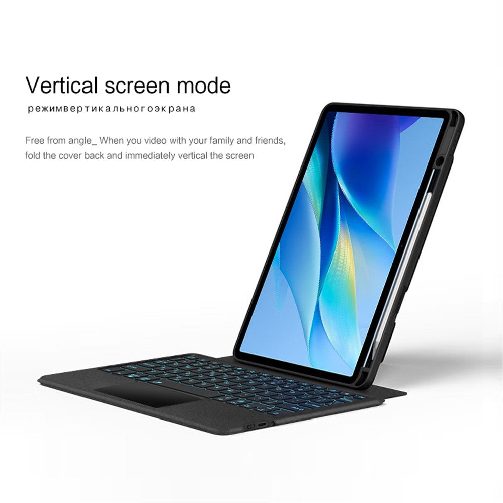 For vivo Pad Air Leather Case + Bluetooth-compatible Keyboard with Backlight Trackpad