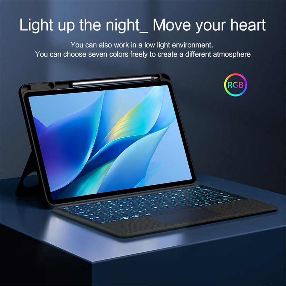 For vivo Pad Air Leather Case + Bluetooth-compatible Keyboard with Backlight Trackpad