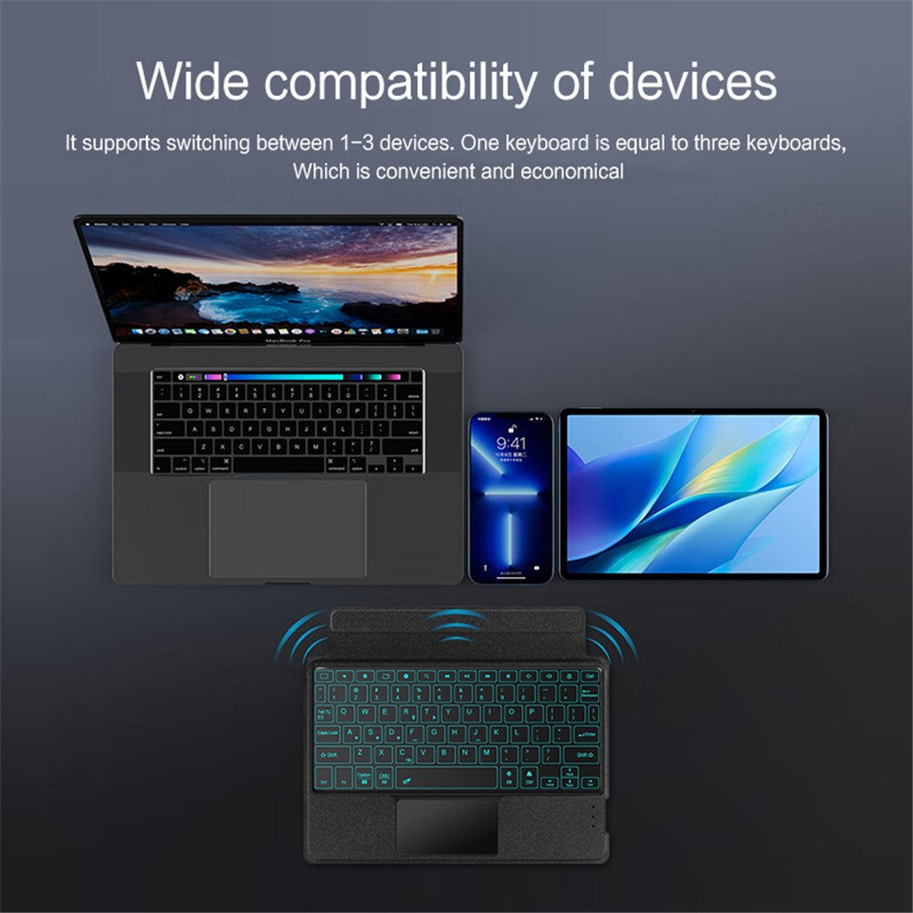 For vivo Pad Air Leather Case + Bluetooth-compatible Keyboard with Backlight Trackpad