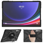 Kickstand Tablet Case for Samsung Galaxy Tab S10 Ultra X920 / S8 Ultra X900 X906 / Tab S9 Ultra X910, Rugged Shockproof PC + TPU Cover with Hand Strap