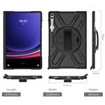Kickstand Tablet Case for Samsung Galaxy Tab S10 Ultra X920 / S8 Ultra X900 X906 / Tab S9 Ultra X910, Rugged Shockproof PC + TPU Cover with Hand Strap