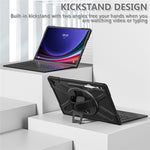 Kickstand Tablet Case for Samsung Galaxy Tab S10 Ultra X920 / S8 Ultra X900 X906 / Tab S9 Ultra X910, Rugged Shockproof PC + TPU Cover with Hand Strap