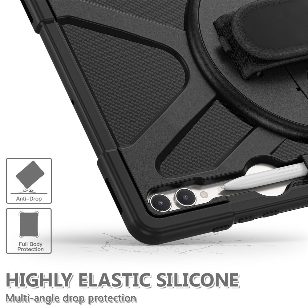 Kickstand Tablet Case for Samsung Galaxy Tab S10 Ultra X920 / S8 Ultra X900 X906 / Tab S9 Ultra X910, Rugged Shockproof PC + TPU Cover with Hand Strap