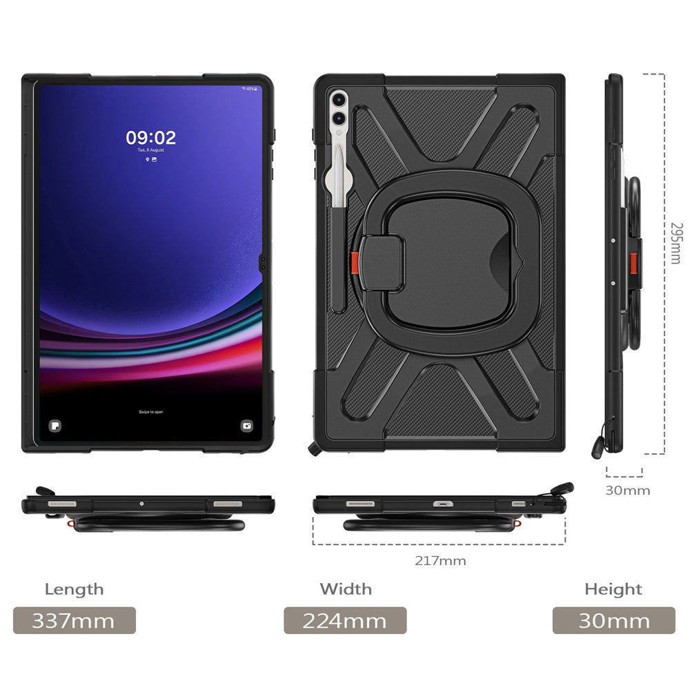 Til Samsung Galaxy Tab S10 Ultra X920 / S8 Ultra X900 / X906 / S9 Ultra X910 Style-B Tabletcover Håndgreb Støttefod PC + TPU Tabletcover