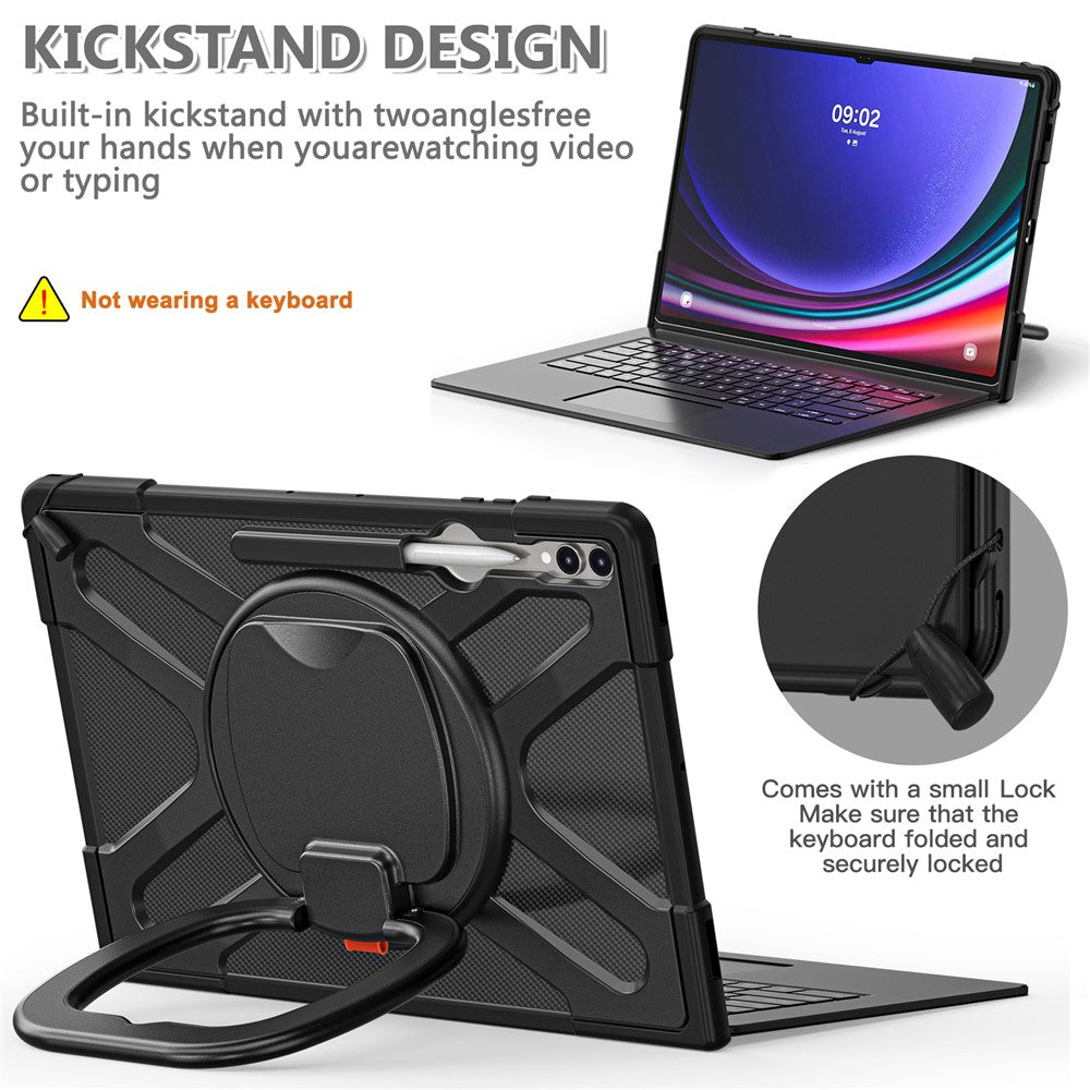 Til Samsung Galaxy Tab S10 Ultra X920 / S8 Ultra X900 / X906 / S9 Ultra X910 Style-B Tabletcover Håndgreb Støttefod PC + TPU Tabletcover