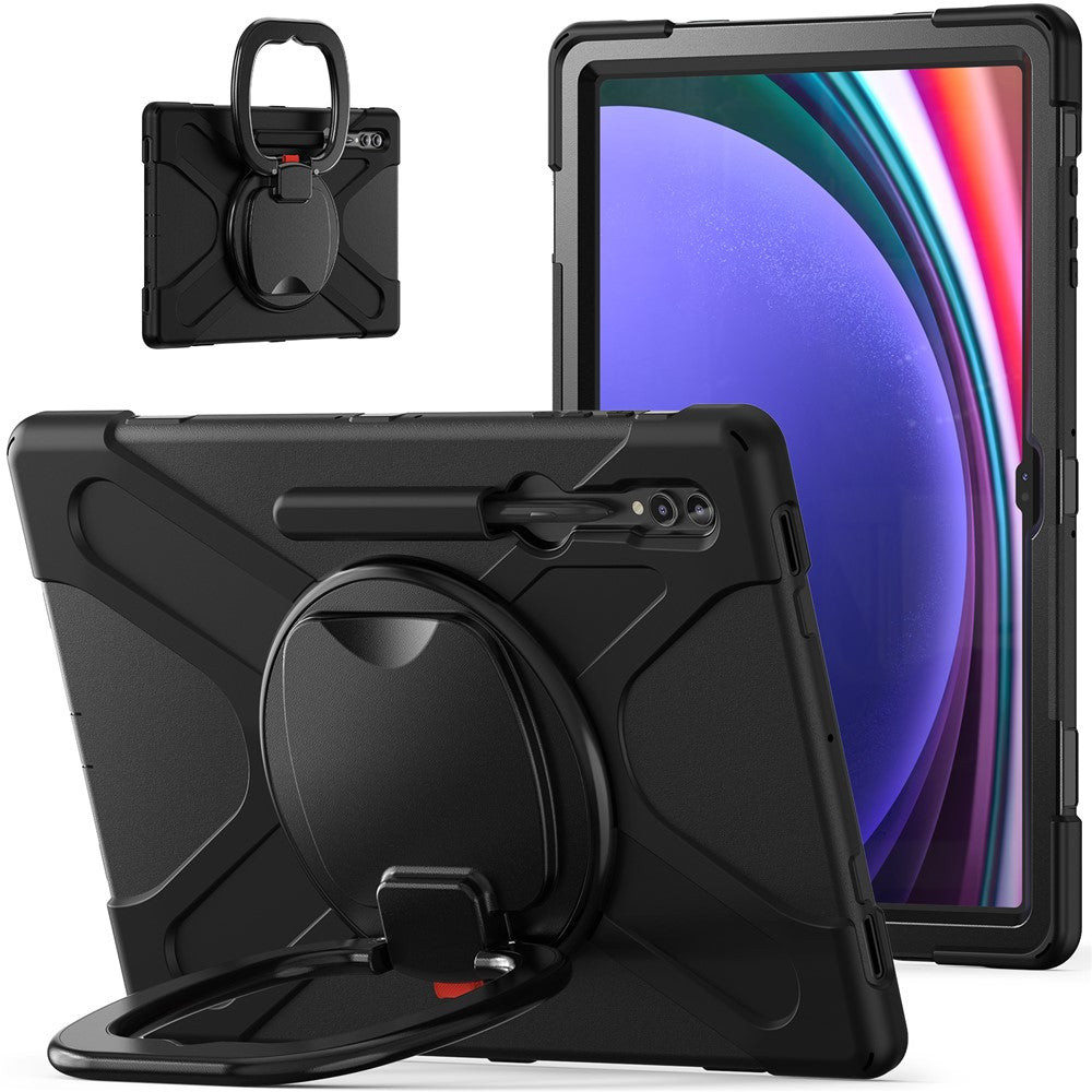 For Samsung Galaxy Tab S10 Ultra X920 / S9 Ultra X910 / S8 Ultra X900 / X906 PC+ Silicone Tablet Case Drop-Proof Rotating Kickstand Cover