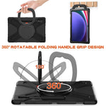 For Samsung Galaxy Tab S10 Ultra X920 / S9 Ultra X910 / S8 Ultra X900 / X906 PC+ Silicone Tablet Case Drop-Proof Rotating Kickstand Cover