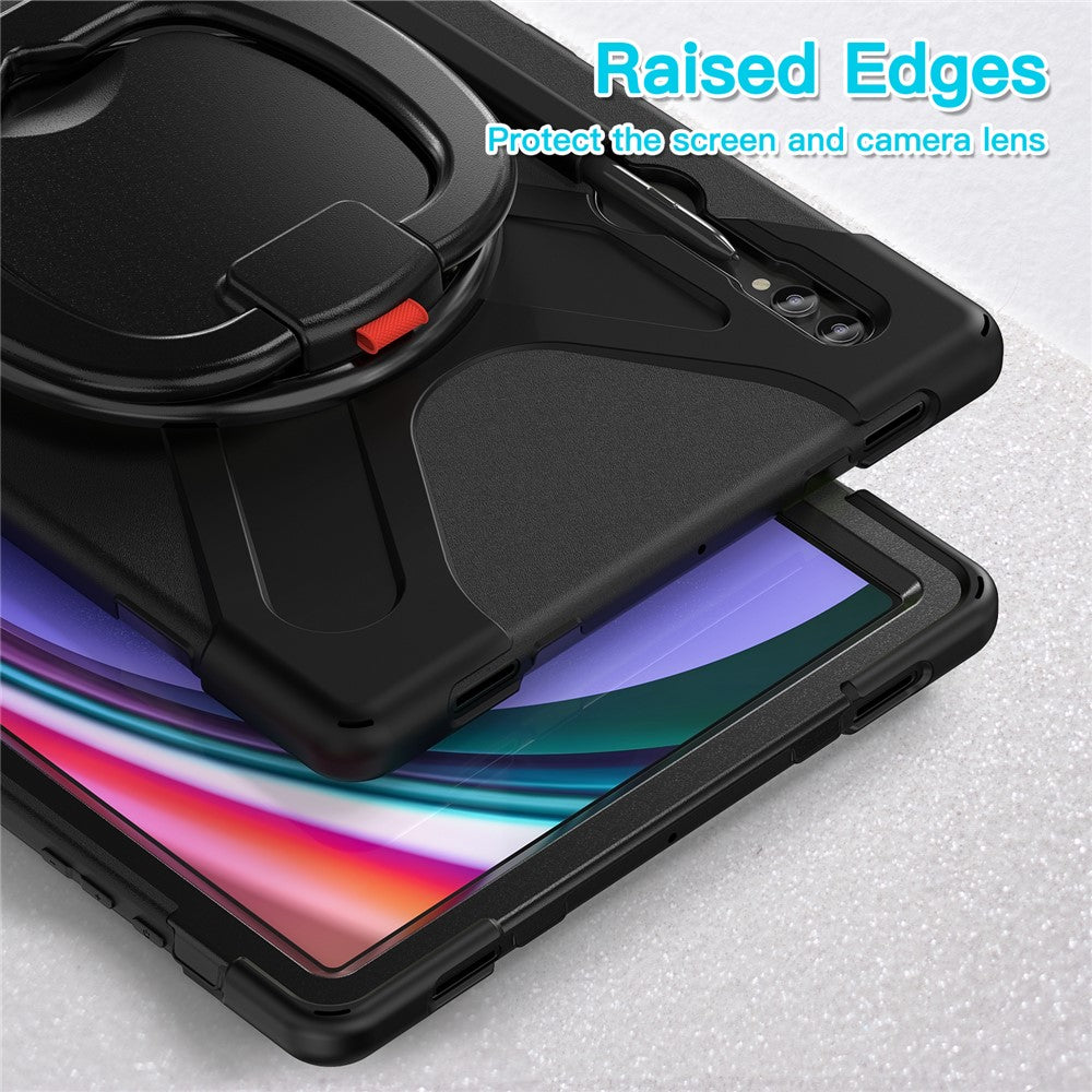 For Samsung Galaxy Tab S10 Ultra X920 / S9 Ultra X910 / S8 Ultra X900 / X906 PC+ Silicone Tablet Case Drop-Proof Rotating Kickstand Cover