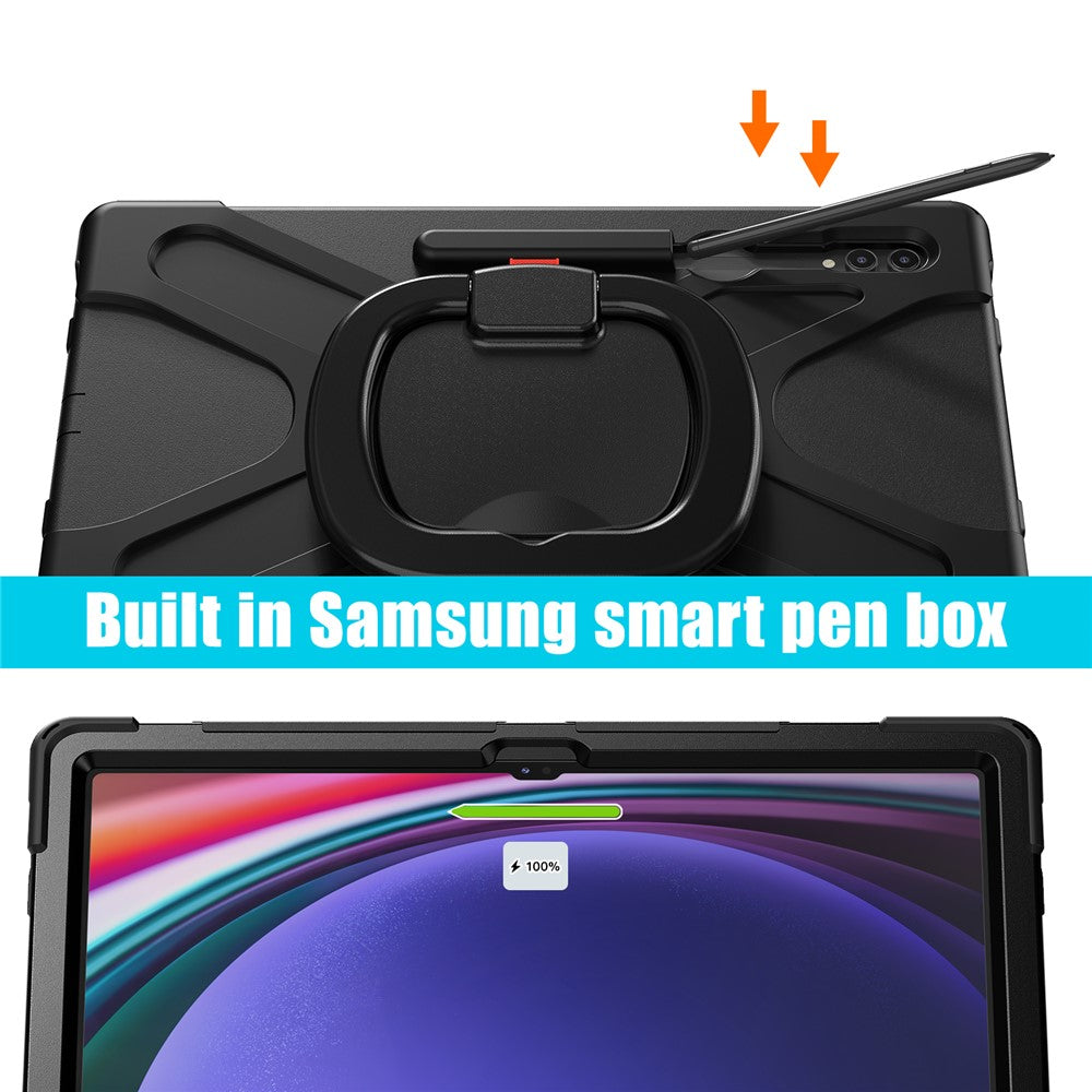 For Samsung Galaxy Tab S10 Ultra X920 / S9 Ultra X910 / S8 Ultra X900 / X906 PC+ Silicone Tablet Case Drop-Proof Rotating Kickstand Cover