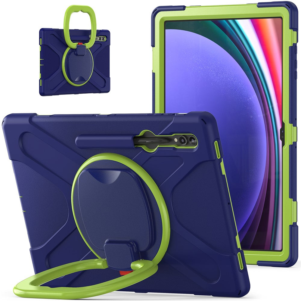 For Samsung Galaxy Tab S10 Ultra X920 / S9 Ultra X910 / S8 Ultra X900 / X906 PC+ Silicone Tablet Case Drop-Proof Rotating Kickstand Cover