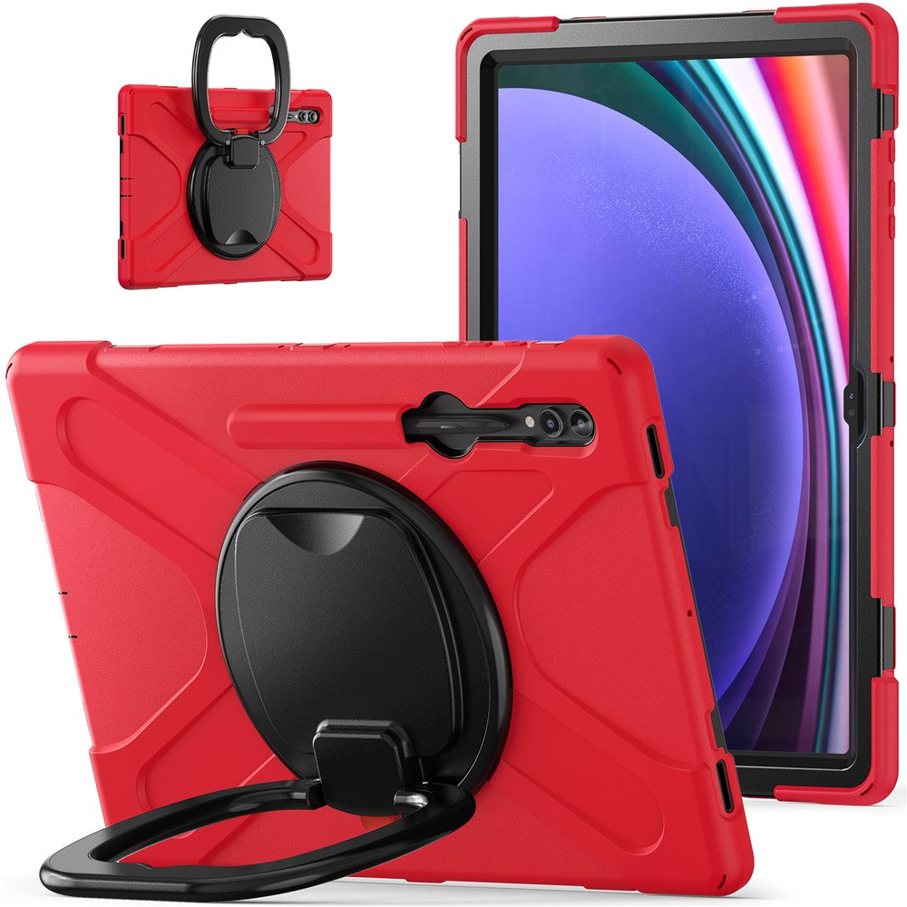 For Samsung Galaxy Tab S10 Ultra X920 / S9 Ultra X910 / S8 Ultra X900 / X906 PC+ Silicone Tablet Case Drop-Proof Rotating Kickstand Cover