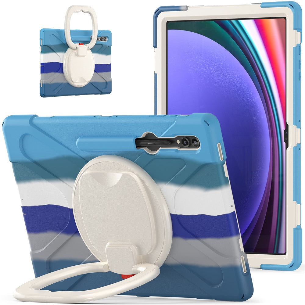 For Samsung Galaxy Tab S10 Ultra X920 / S9 Ultra X910 / S8 Ultra X900 / X906 PC+ Silicone Tablet Case Drop-Proof Rotating Kickstand Cover
