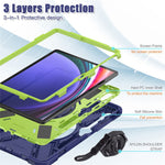 For Samsung Samsung Galaxy Tab S10+ X826 / S9 FE+ / S9+ / S8+ / S7+ Kickstand Tablet Case Shockproof PC+Silicone Cover, Shoulder Strap