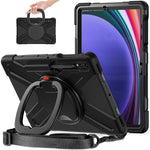 For Samsung Samsung Galaxy Tab S10+ X826 / S9 FE+ / S9+ / S8+ / S7+ Kickstand Tablet Case Shockproof PC+Silicone Cover, Shoulder Strap